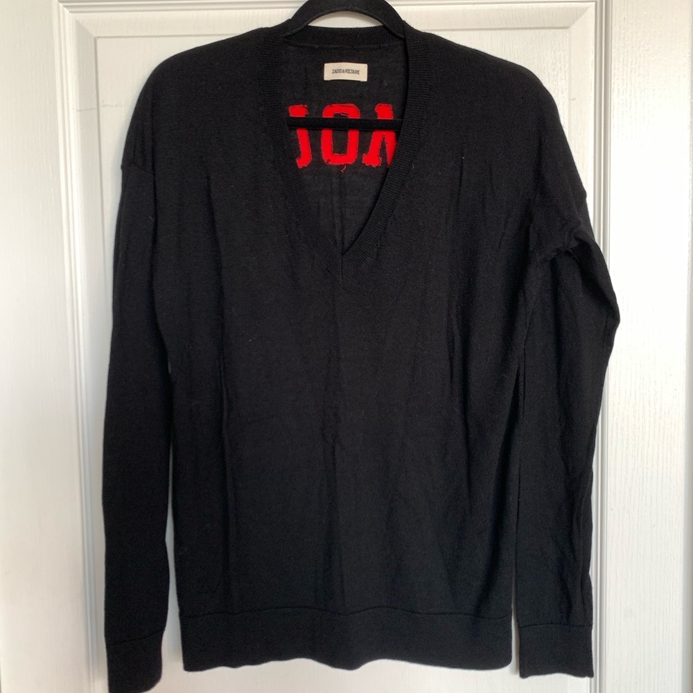 Zadig & Voltaire Happy Amour Merino Wool V-Neck Sweater [Size L]